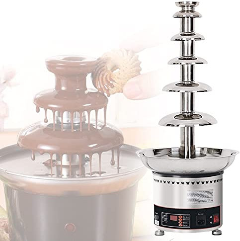 KLYDBMYT Fontaine à Chocolat Fondue Machine à Fondre Le Chocolat électrique 4/5/6/4 Niveaux Ensemble de Fondue en Cascade pour Fraises, Cerises, Guimauve, Biscuits, fête de Mariage, 6 Niveaux