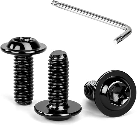 Tunejoy Tornillos de Cabeza Alomada Torx con Brida M6 x 16 mm Negro Tornillo de Cabeza Hexagonal de Acero Inoxidable A2 V2A Tornillos Máquina con Allen Rosca Completa 30 Piezas