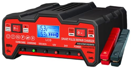 Cargador de batería a batería automática, cargador de pantalla, cargador de vehículo | Función de protección del calor de conservación 12-V/24V Compact, Cargador de la