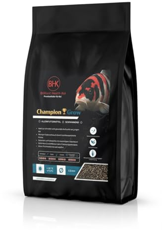 BHK Champion Grow Koi Futter schwimmend für schnelles Wachstum - Premium Koifutter mit intensiver Farbentwicklung leicht verdaulich für Koi und Teichfische – 2,5 mm – 1,2 kg