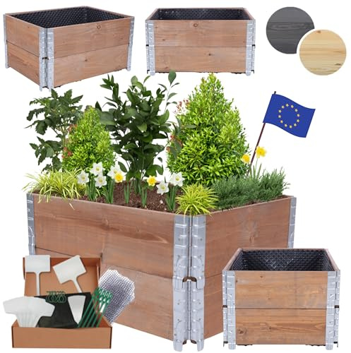 MODO24 Hochbeet Holz mit Noppenfolie, Blumenkasten40x60x80 cm, Braun | Robustes Kräuterbeet & Gemüsebeet aus Kiefernholz, Dekorativer Pflanzkasten & Blumenbeet für Garten, Balkon & Terrasse