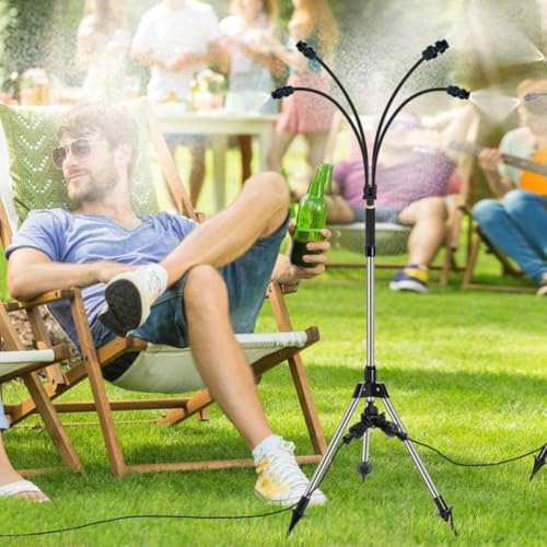 Aodejoy Stehend Sprühnebel Kühlung Bewässerungssystem,Wassernebel Kühlsystem mit 8m Wasserleitung,Garten Sprühsystem für Gewächshaus Sonnenschirm,Nebel Kühlsystem für Terrasse,Garten,Freien
