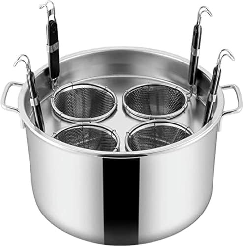 Nudelkocher-Set mit Einsatz, Siebkorb und Deckel, Suppentopf aus Edelstahl, robuster Kochtopf, Induktionstopf, Schmortopf, Pozole-Topf, Schmortopf, Simmertopf (Farbe: 3 Löcher, Größe: A) (5 Löcher C)