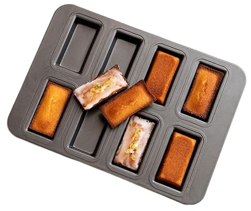 gifyym Moldes pequeños para hornear, moldes de pan pequeños, 8 cavidades, rectangulares, bandeja dividida para hacer brownies, herramientas antiadherentes para horno