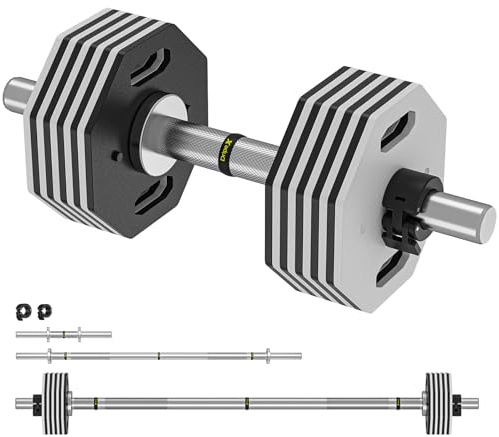 Dripex Kurzhantel Langhantel 28 kg Einzeln Verstellbare Hantel mit Stangen, Kurzhantelstange und Gewichten 1x Curlstange, 1X Kurzhantelstange, Set 28kg oder 36kg zur Auswahl