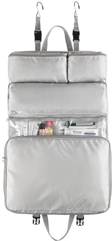 Surblue 6-in-1 Hängende Reise-Organizer-Tasche mit wasserdichten Fächern - Faltschrank für Koffer Aufbewahrung Packwürfel für Kleidung - Tragbarer Reisekleiderschrank für Geschäftsreisen, Hellgrau