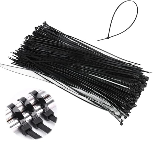 250 Pezzi Fascette di Cablaggio 300 mm x 2,5 mm - Fermacavo Neri in Nylon, Resistenti agli UV, Capacità di Fissaggio 54 kg, Ideali per Cavi in Casa e Ufficio，fermacavo nere elettricista