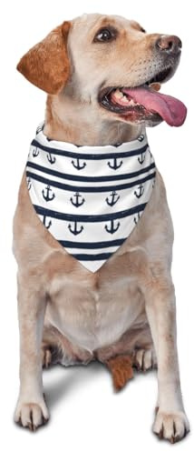 Hundehalstuch mit Anker-Aufdruck, für kleine, mittelgroße und große Hunde, verstellbar, niedliches Katzentuch, Dreieck-Lätzchen, Schal, Taschentuch, Zubehör