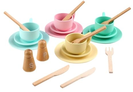 Wooden Toy Plates, Tableware, Life Skills Play Tableware for Children, for