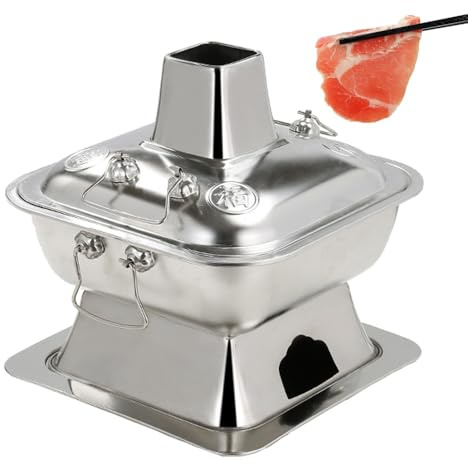 Faitout en cuivre – Design carré épais en acier inoxydable au charbon de bois à l'ancienne, parfait pour les réunions de famille et les fêtes