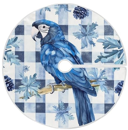 Bo - Flocons de neige, jacinthe clack, ara, buffle, flocons de neige, décorations rondes pour sapin de Noël, grand tapis de décoration pour arbres fins, mariage, mariage, Noël - 0,9 m