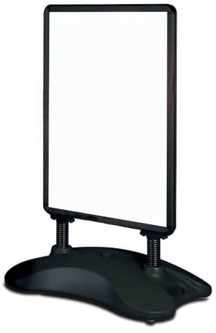 Deflecto A1 Forecourt Pavement Sign A-Board Black, Water Base, Snap Frame | Water fillable base for outdoor stability. Front opening snap frame for fast poster changes. Weatherproof for forecourt use.