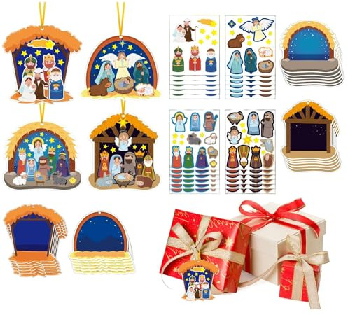 YRTUOP Weihnachts Bastelprojekte Für Kinder,2D Weihnachtsdekoration Mit Aufklebern | Weihnachtsbaumschmuck Selber Machen,Für Erwachsene Weihnachtsbaum Feier Saisonale Dekoration