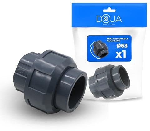 DOJA Barcelona Manguito Desmontable PVC - Ø63mm Hembra - Fácil Instalación - Racor y Manguito PVC para de Agua y Riego, Versatilidad en Aplicaciones y Función Eficaz, Conector Union