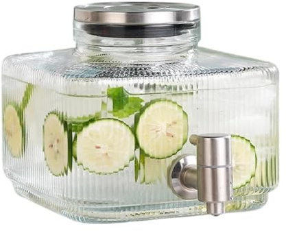 Brocca in vetro da 5 litri con meccanismo ergonomico del rubinetto e parti staccabili lavabili in lavastoviglie lavabili in lavastoviglie con rubinetto, contenitore per liquidi sfusi per feste