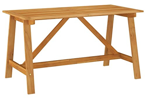 Teenpull Garten-Esstisch 140x70x73,5 cm Akazie Massivholz, geölt, für Innen- & Außenbereich, langlebig, wetterfest, Balkon Terrasse