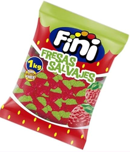 Fini Fresas Salvajes Gommes Fraise, Sachet 1 kg, Sans Gluten, Format Vrac