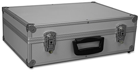GORANDO® Transport-Koffer in silber mit Aluminiumrahmen für Werkzeuge, Kamera, Messgeräte | Schaumstoff-Auskleidung | 10kg belastbar | 440x300x130mm