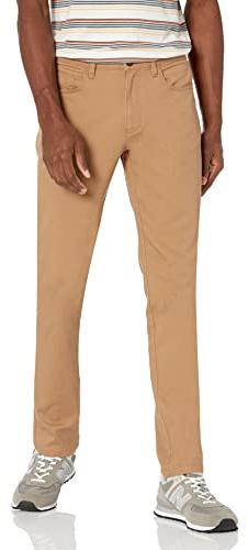 Amazon Essentials Men's 5-fickors bekväma chinos med stretch smal passform (tidigare Goodthread), Ljus kaki brun, 34W / 31L