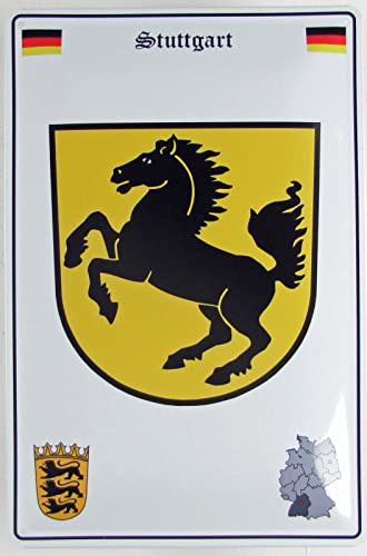 Blechschild 20x30cm gewölbt Stuttgart Wappen Deko Geschenk Schild