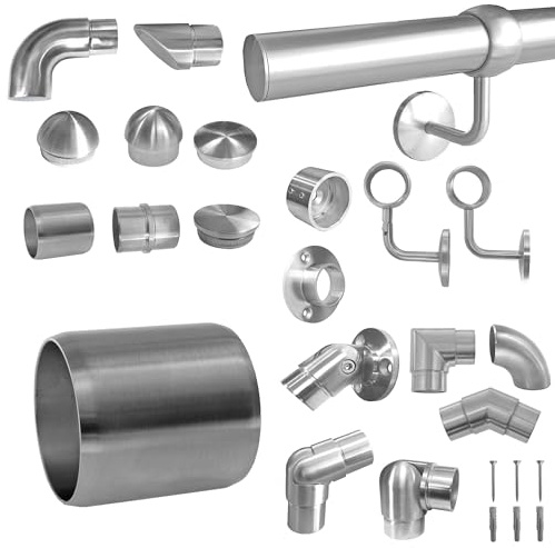BASIT Rohrverbinder Edelstahl Außenverbinder f. Ø42,4mm V2A Geländer RV50A | Steckfitting, Verbindungsmuffe, verbindet 2 Rohre, K240, für Treppen- & Balkongeländer, Handlaufteile selbst konfigurierbar