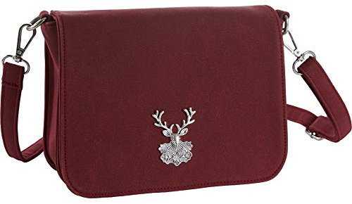 dressforfun Dirndl Tasche, Herztasche, Handtasche Damen mittelgroß, Trachten Mode, Trachtentasche in Wildlederoptik, Damen Tasche, Umhängetasche, Oktoberfest Accessoires, Damen-Schultertaschen - rot