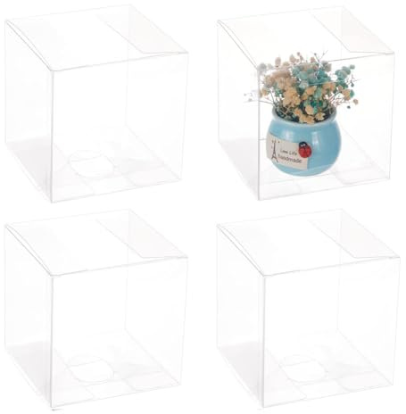 BENECREAT 20PCS Klare Hochzeitsbevorzugungsboxen 10x10x10cm Quadratische transparente PVC-Geschenkboxen für Schmuck Speicher Display, Hochzeit, Valentinstag