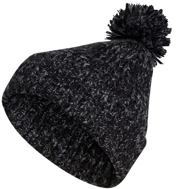adidas Women's Autumn Ballie Pom Beanie, Black - Onix Grey Twist/Black/Onix Grey, One Size