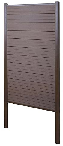 Mendler WPC-Sichtschutz Sarthe, Windschutz Zaun, Alu-Pfosten zum Einbetonieren, Basiselement schmal 100cm - braun