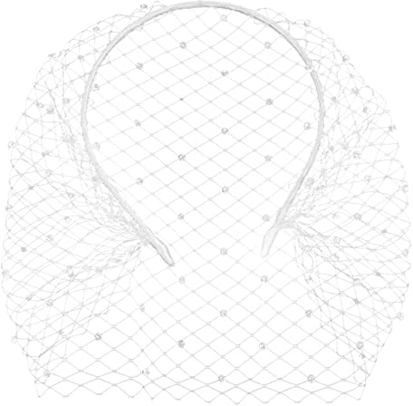 Schleier Fascinator Stirnband Gesicht Schleier: Stirnband mit Schleier Strass Stirnband Weiß Tee Party Fascinator Schleier Braut Hochzeit Schleier Brautjungfer Stirnband Hochzeit