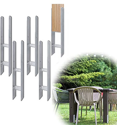 YUENFONG 4 x H-Pfostenträger/H-anker Ausführung Stahl, Gabelweite 91mm, 600 mm Länge, Stahlträger Materialstärke 5mm, Zaunpfosten für Gartenzäunen (4 Stück 91mm)