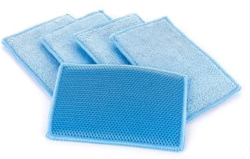 The Rag Company - Jersey Bug Scrubber Pads - Terry Weave, Easily and Safely Trap Bug Splatter in Sponge, Safe on All Finishes, 4in x 6in, Blue (5-Pack)
