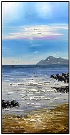 Leinwand Bilder, Blauer Himmel, Berge, Möwe, Meer, Riff, Landschaft, Modernes Abstraktes Kunstwerk, Original Handgemalte Ölgemälde Auf Leinwand, Wandkunst Für Wohnzimmer, Schlafzimmer, Büro, H