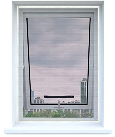 Apalus Fliegengitter für Dachfenster, Insektenschutz zum Anbringen an Klappfenster, Zuschneidbar auf Fenstergrößen bis 130x150cm, Schwarz