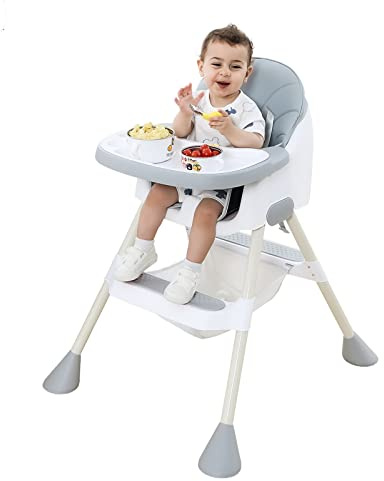 UBRAVOO Baby-Hochstuhl ab 6 Monaten, 2-in-1-Hochstuhl für Babys und Kleinkinder mit Fußstütze, abnehmbarer Doppeltablettstuhl zum Füttern für Kinder