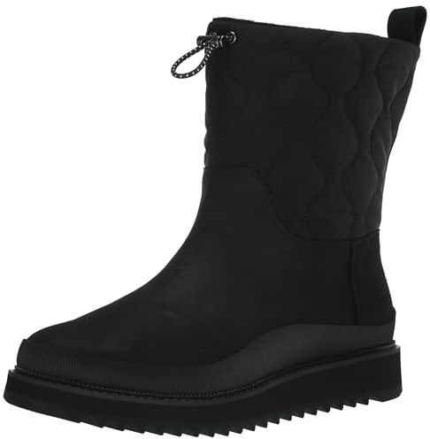 TOMS Damen Makenna Schneestiefel, Black Black Leather and Ridged, 36.5 EU