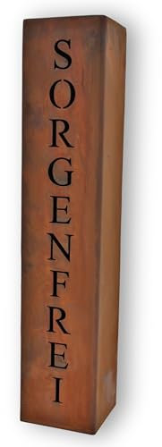 Rostikal Einzigartige Personalisierte Gartensäule 1m - Mit Ihrem Namen - Robuste Metall Stele in Rostoptik - Perfekt als dekorative Gartenfigur & Gartendeko