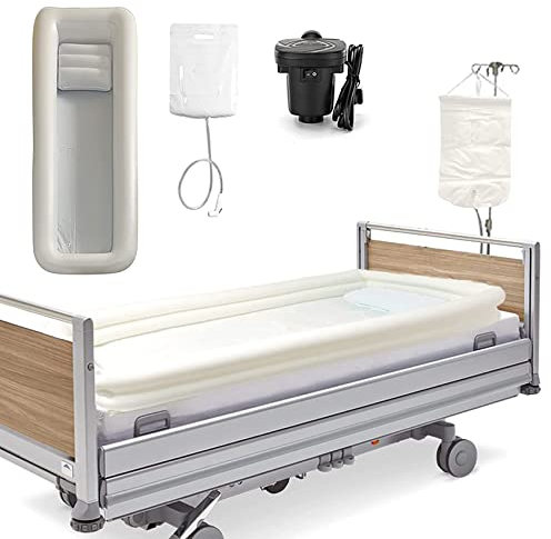 KAXIAA Kit Vasca da Bagno Gonfiabile per Doccia sul Comodino, Sistema di lavabo per Il Lavaggio del Corpo in PVC Gonfiabile Portatile, Aiuto per Il Bagno nel Letto per disabili, Anziani