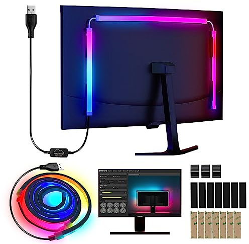 Herrselsam Neon LED Strip RGBIC LED Streifen 111cm für 27 Zoll PC-Monitor, Neon Lichtband, PC Hintergrundbeleuchtung, USB Led Beleuchtung mit App-Steuerung, 1-Pack