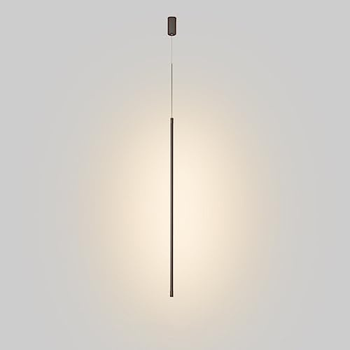 Mjsdjof Linear Flute Pendant Lights, Black Metal Long Tube Chandeliers with White Silicone Lampshade, Ultra-thin LED Pendant Lamp, Minimalist Strip Bedside Hanging Light Fixtures 4000K