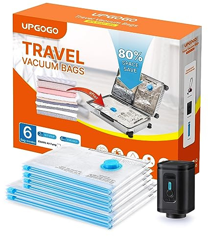 UPGOGO Travel Vacuum Bags Combo 6 Pack - Space Saver Vacuum Storage Bags for Clothing and Luggage
