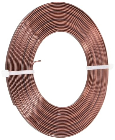 PATIKIL 16,4 Fuß Flacher Aluminiumdraht, 18 Gauge Biegsamer Eloxierter Aluminiumdraht 3mm Breit für Schmuckherstellung, Braun