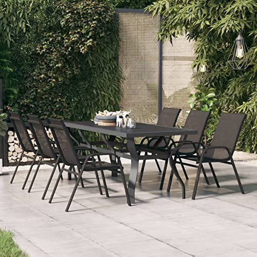 TANZEM Gartentisch, Klapptisch Garten, Balkontisch, Garten Tisch, Balkonmöbel, Tisch Klappbar, Grau und Schwarz 180x80x70 cm Stahl und Glas