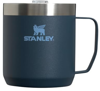 Stanley Stay Hot Camp Mug - Durable 18/8 Stainless Steel Insulated Mug - Splash-Free Tritan Drink-Thru Lid - 12oz - Navy Blue