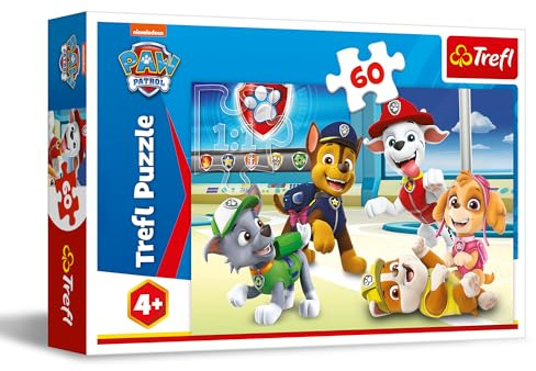 Trefl - Paw Patrol, Univers des Chiens - Puzzles 60 Pièces - Puzzle Coloré avec Personnages de Bande Dessinée, Divertissement Créatif, Loisir pour Les Enfants à partir de 4 Ans
