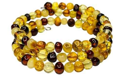 Amber777 Natural Baltic Amber Women's Bracelet. Natural Amber Bracelet for Adults.Handmade Amber Beads Bracelet. (Multicolor), Normal