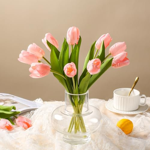 YunNasi Tulipani Artificiali 10pcs Fiori Finti Decorazion Casa Piante Artificiali per Decorazioni Bouquet di Fiori per Matrimonio Regalo per le donne Regalo di Natale (Rosa, 10pcs)