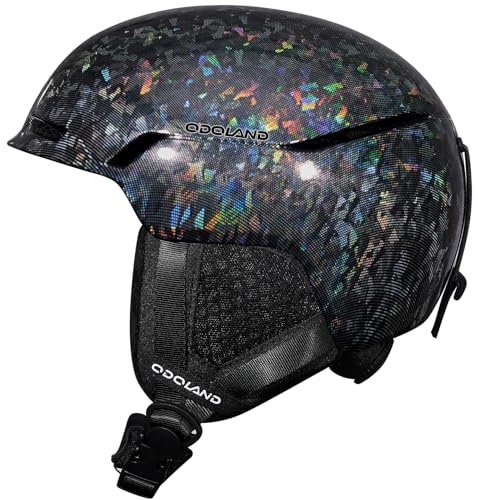 Odoland Casco de Esquí para Hombres Mujeres y Jóvenes, Casco de Snowboard Rueda Ajustable, Excelente Ventilación, Cascos Deportivos para Esquí Patinaje Snowboard, Negro láser