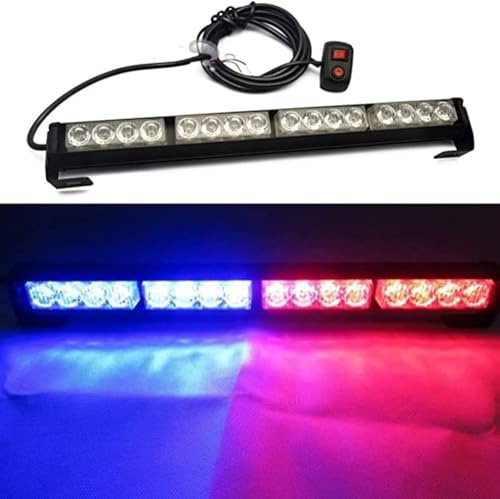 TangDao Lumière Stroboscopique Avertissement 12V 16W 16LED 45CM Bande Éclairage Flash Voiture Camion Caravane (Bleu Rouge)