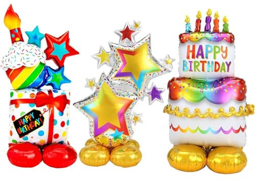 3 Stück Folienballon für Geburtstag - Luftballons, Ballons, Geburtstagsballon, Folien-Luftballon für Party, Dekoration, Geschenk-Deko